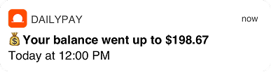 A notification from DailyPay states 