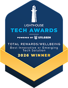 Lighthouse Tech Awards badge for Total Rewards/Wellbeing Best Innovative or Emerging Tech Solution, 2026 Winner.